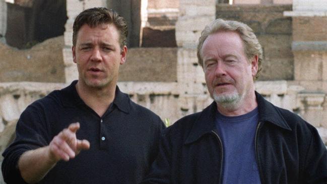 Russell Crowe and Ridley Scott while promoting the original film.