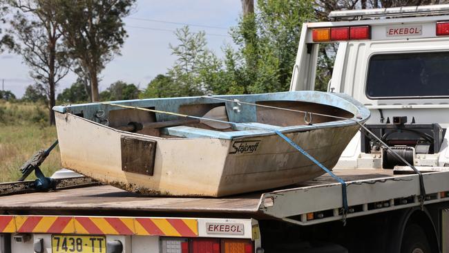 A tinnie that was taken from the crime scene at Hazelton Road in Bungonia on Monday. Picture: NCA NewsWire / Damian Shaw