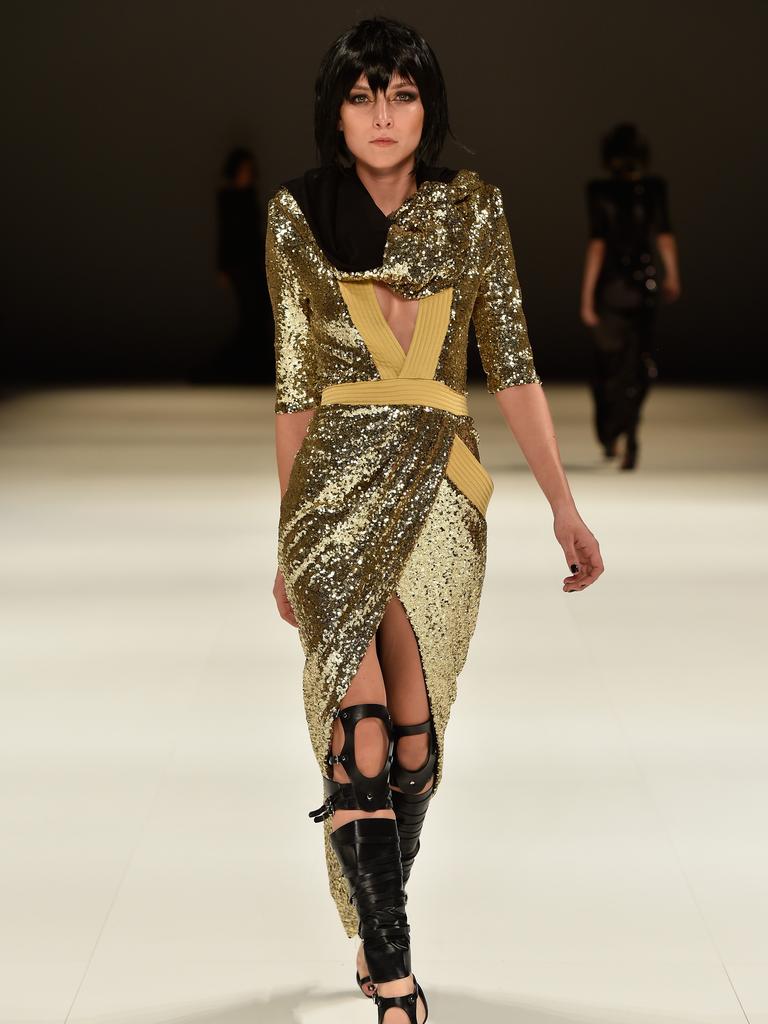 A model walks the runway during the Zhivago show at Mercedes-Benz Fashion Week Australia 2015. Picture: Getty