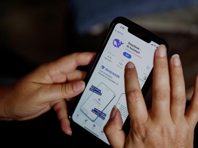 SYDNEY, AUSTRALIA - NewsWire Photos JANUARY 29, 2025: A person looks at downloading the Deepseek AI app on a smartphone. Picture: NewsWire / Nikki Short