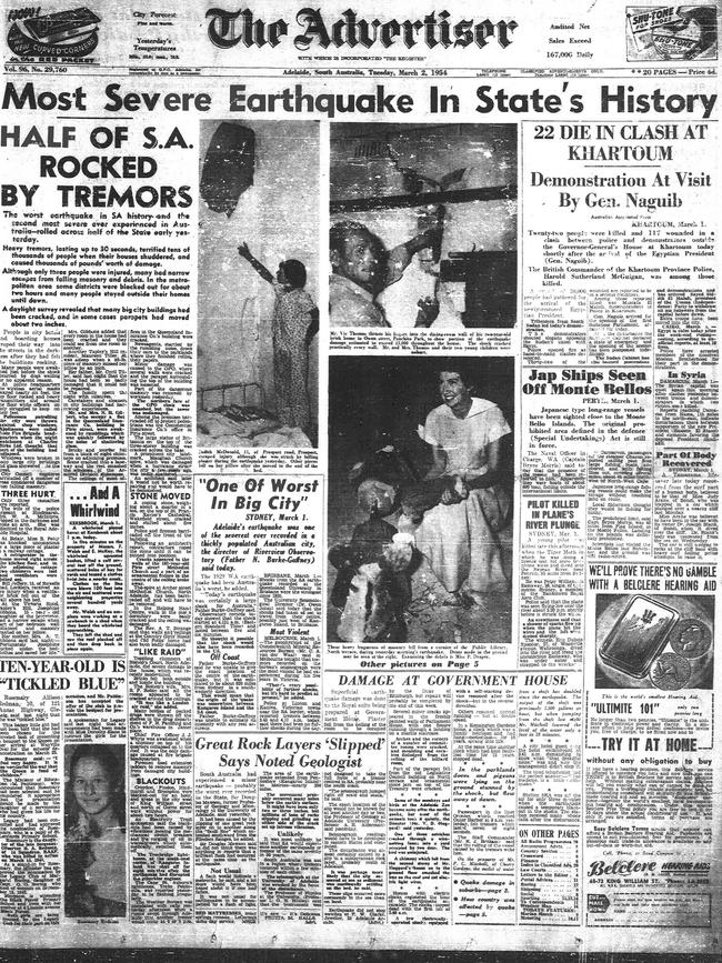 March 2 1954 Front Page of The Advertiser on March 2, 1954.