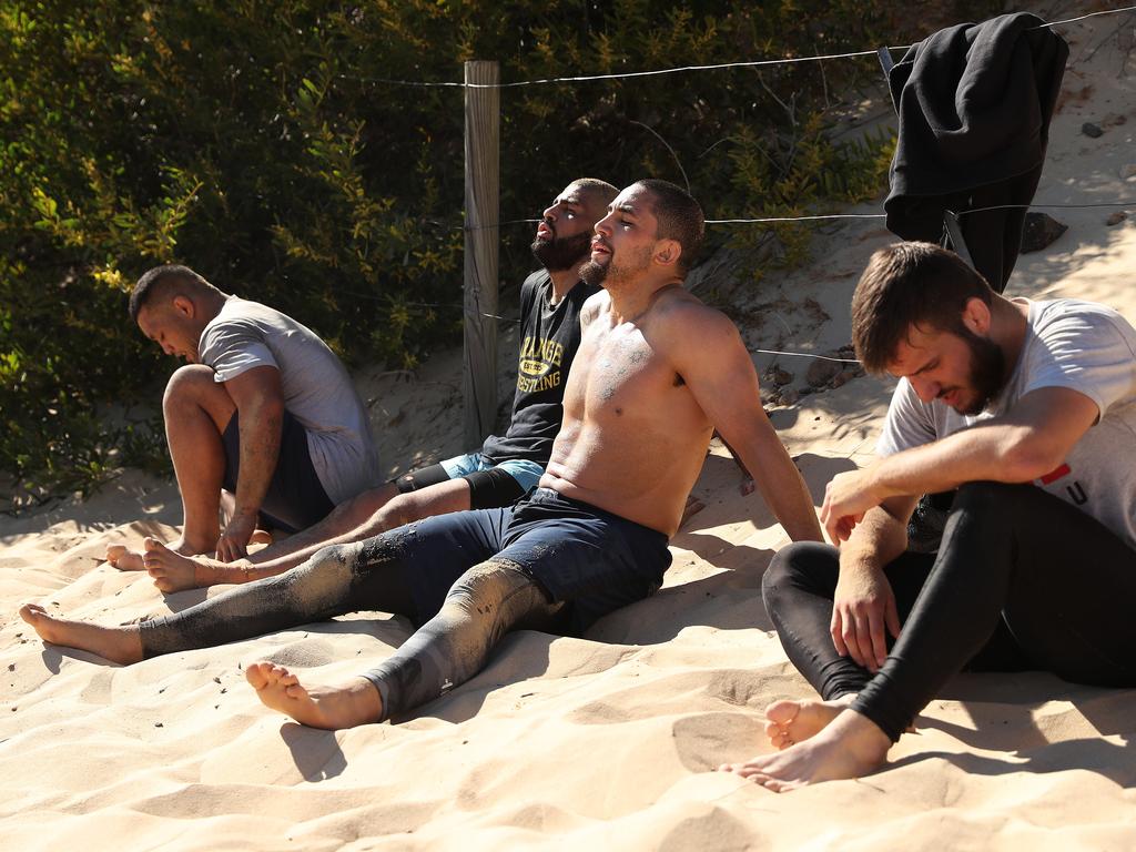 UFC fighter Rob Whittaker training at Wanda sand dunes, Cronulla. Picture: Brett Costello