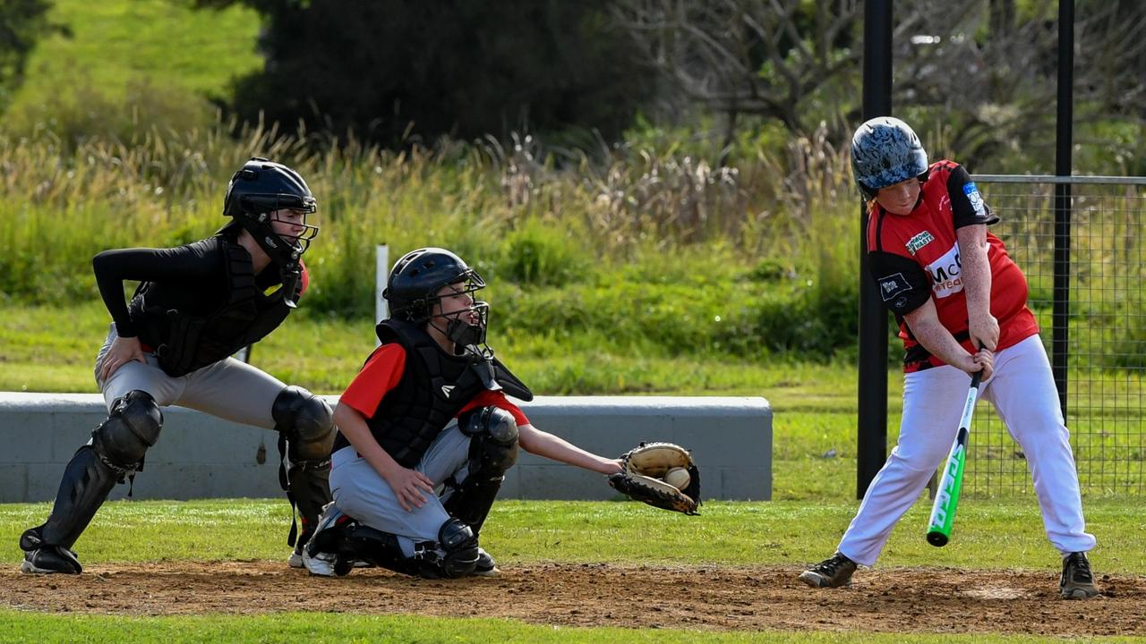 Players from Lismore Workers and North's Baseball Clubs joined in for a friendly match to launch the 2023 baseball season at Albert Park on Saturday. Picture: Cath Piltz