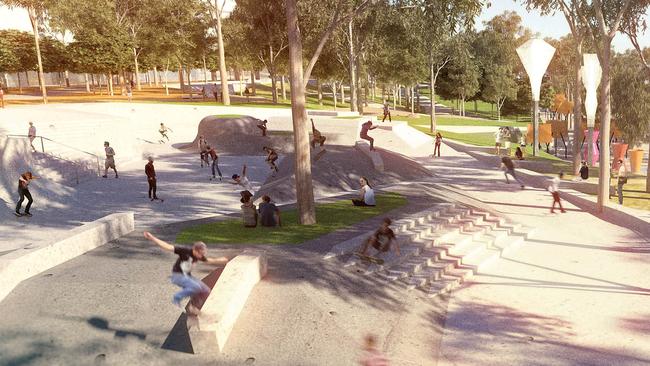 What the $3 million Adelaide City Skate Park will look like.