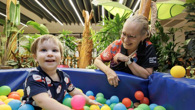 Hudson Ryan, 18 months, with Goodstart Early Learning Centre director Tracey Adams. Picture: Lachie Millard