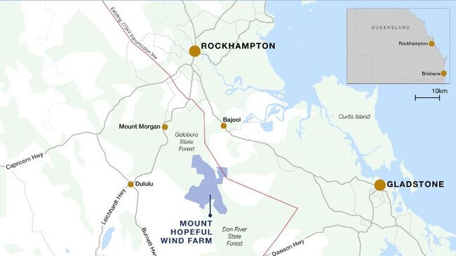 The wind farm will be situated in Central Queensland, within the Banana Shire and the Rockhampton Regional council areas. Picture: Neoen.