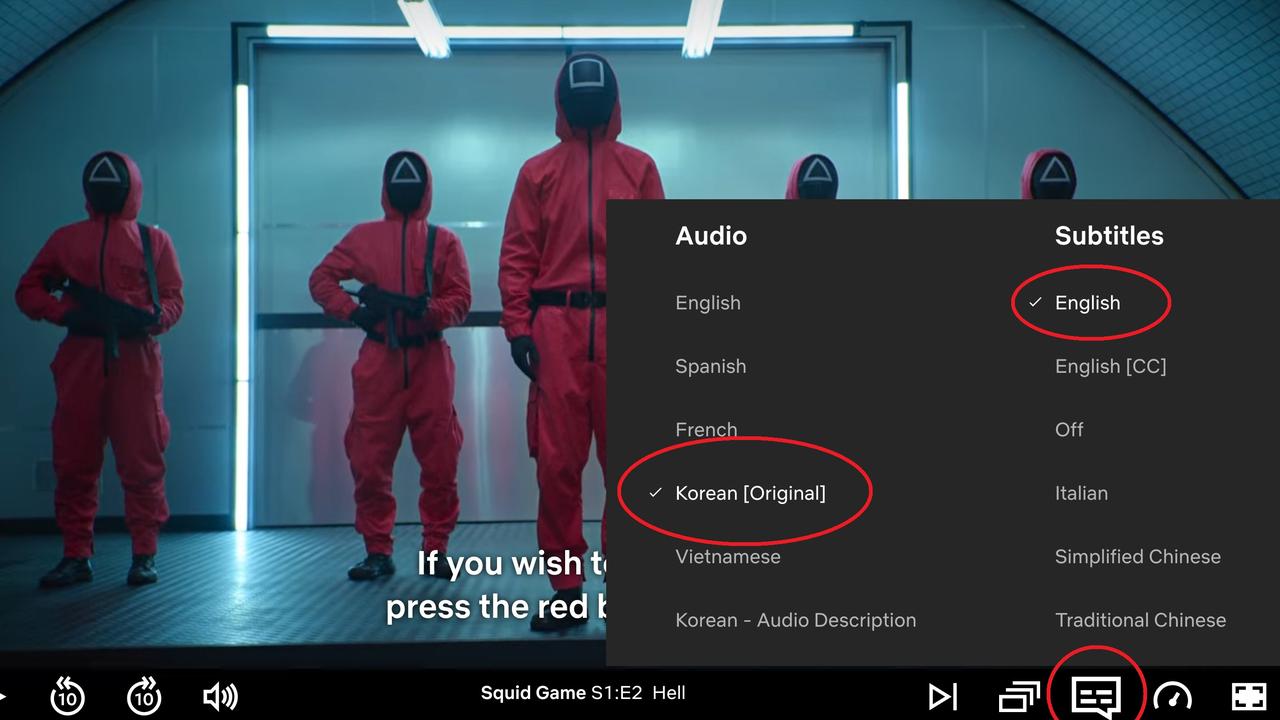 How to change the default audio settings on your Netflix interface. Picture: Netflix