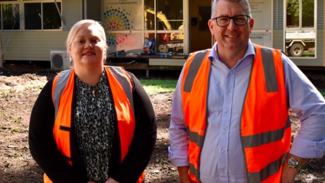 Hervey Bay Neighbourhood Centre CEO Tanya Stevenson and Hinkler MP Keith Pitt at the Urangan Community Centre, which is undergoing an expansion.