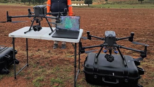 High-tech drones have been used to captured images across 1700ha of land north-west of Mendooran in the search for Newcastle man James Hunter. Picture: NSW Police.