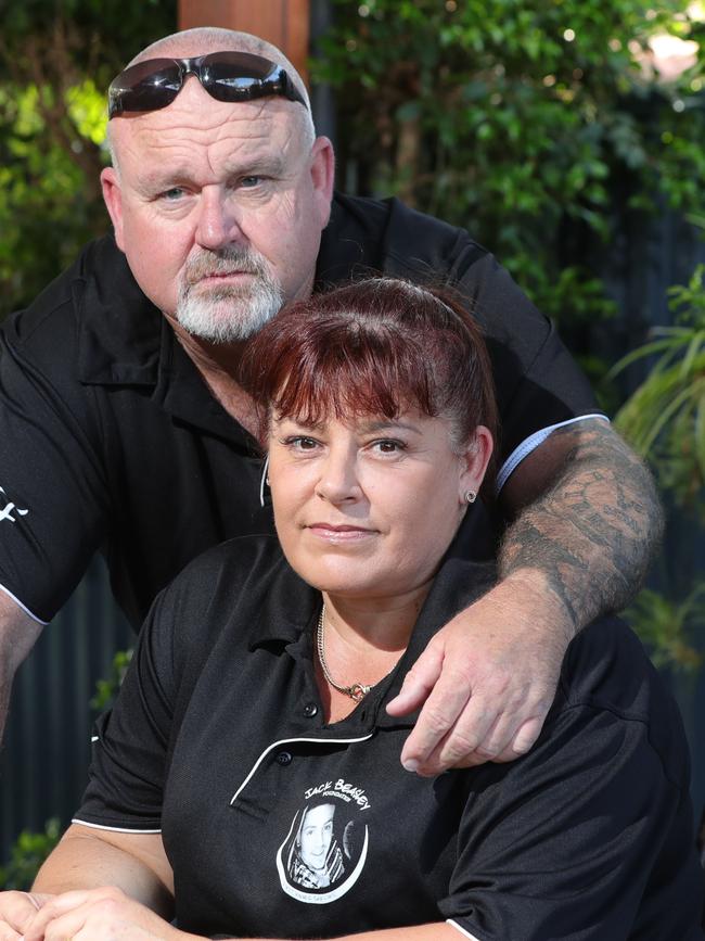 Jack Beasley’s parents Brett and Belinda. Picture: Glenn Hampson