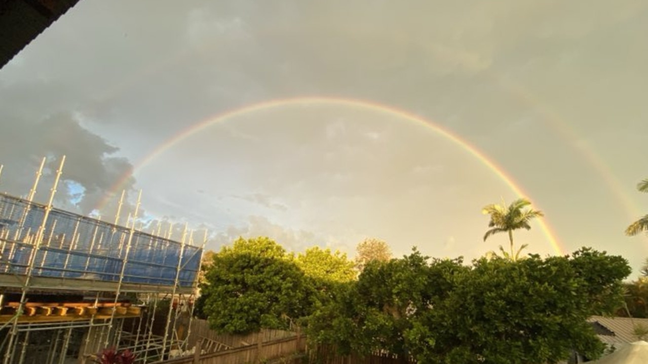 A double rainbow over Maroochydore following the storms. Picture: Contributed