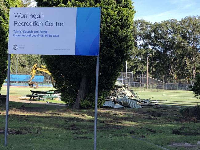 Demolition work has started to tear down structures at the Warringah Recreation Centre at North Manly. Picture: Jim O’Rourke