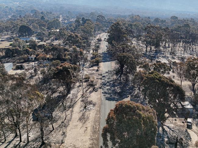 A shot of the fire devastation Wildflower drive Pomonal. Picture: Supplied