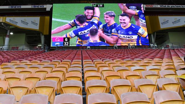 The NRL restarted at Suncorp Stadium on Thursday in front of empty stands