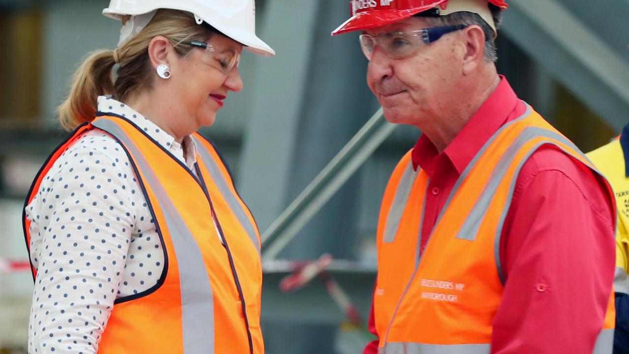 Premier Annastacia Palaszczuk and Maryborough MP Bruce Saunders at the Downer Rail Manufacturing facility at Maryborough on Monday. Picture Lachie Millard