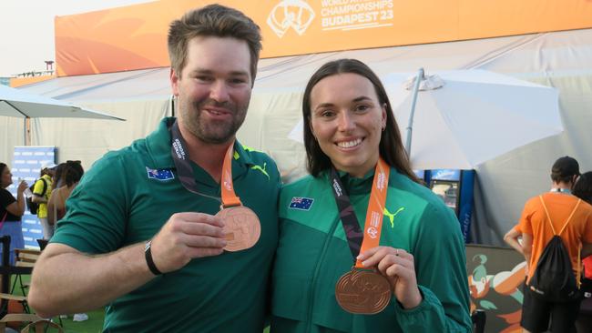 Mackenzie Little and her coach Angus McEntyre. Picture: Andrew Heil.