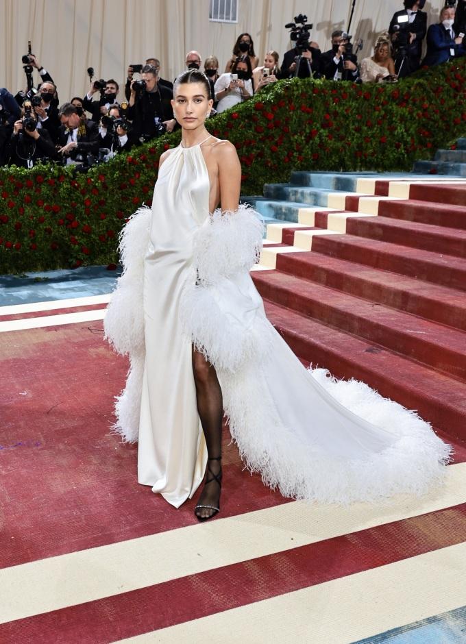 Fashion, Shopping & Style, Hailey Bieber Wears a Sheer Crystal Bralette to  the Met Gala Afterparty