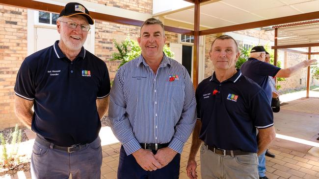 (Left to right) Murweh Shire Council Councillor Red Alexander, Mayor Shaun Radnedge and Councillor Robert Eckel at the Charleville RSL Remembrance Day service.