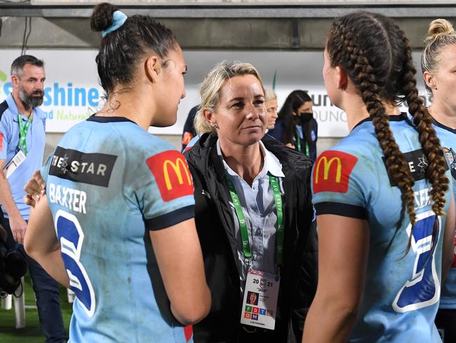 Coach Kylie Hilder of New South Wales is seen after the Women's Rugby League State of Origin match at the Sunshine Coast Stadium. Picture: Bradley Kanaris/Getty Images