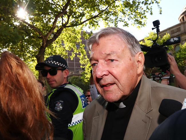 Cardinal George Pell arrives at Melbourne County Court last week. Picture: Michael Dodge/Getty Images