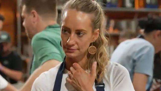 Mindy seemed taken aback at first by Minoli’s remark. Picture: Channel 10