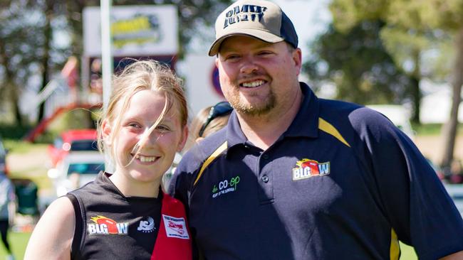 Kapunda's Holly Tralaggan with BLGW president Adam Butcher. Picture: BLGW Facebook.