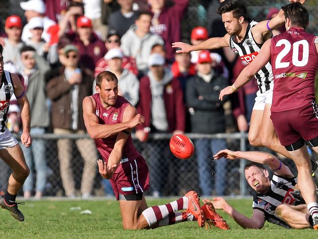 21/09/19 - Division one Adelaide Footy League grand final - Prince Alfred Old Collegians v Payneham Norwood Union.  Prince Alfred's William Dalwood. Picture: Tom Huntley