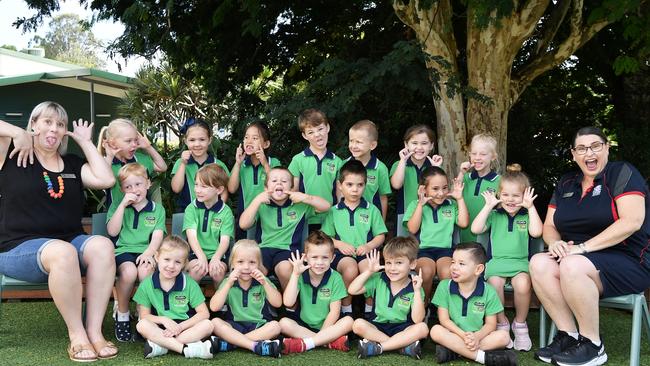 MY FIRST YEAR: Funny faces. Cooroy State School Preps. Picture: Patrick Woods.