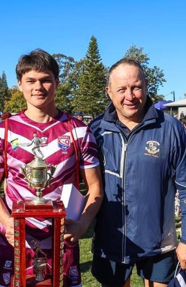 Leon Karena, left, of Ashgrove had a strong season. On the right is a college legend Peter Anderson.