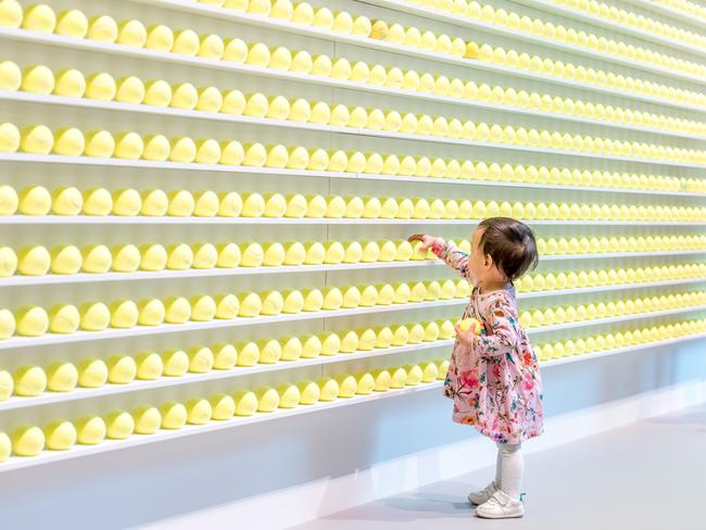 David Shrigley’s Melbourne Tennis Ball Exchange encouraged participation from visitors when it was open at the NGV in January. Picture: Tim Carrafa