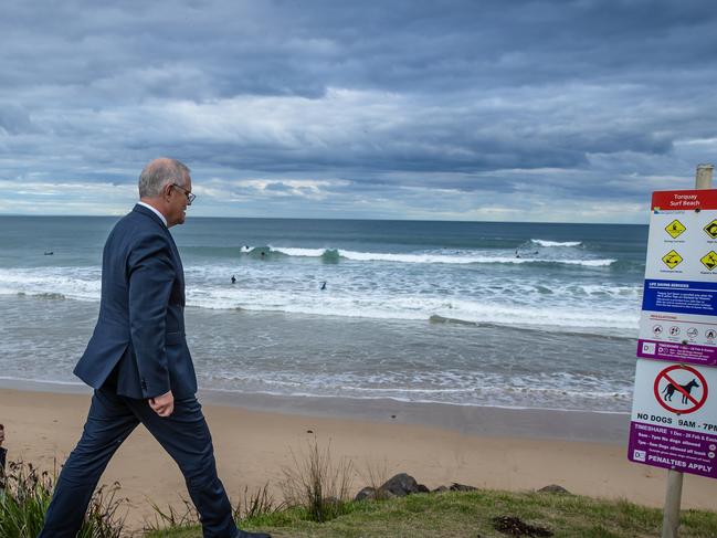 The PM announced a $6.5m boost for the surf club. Picture: Jason Edwards