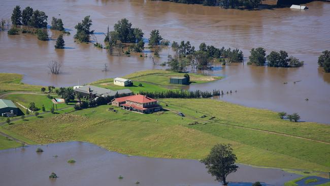 NewsWire Photos MARCH 24, 2021: An Aerial view of Richmond in the Western Sydney region where devastating floods have hit with homes underwater some roads are closed in Sydney, Australia. Picture: NCA NewsWire / Gaye Gerard