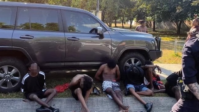 Taskforce Guardian alongside Cairns police has charged 55 people with 221 offences in a week-long saturation operation across Cairns. These offenders were arrested on Murray St after an alleged break-in and theft of Kia Rio from a Whitfield address. Picture: Supplied