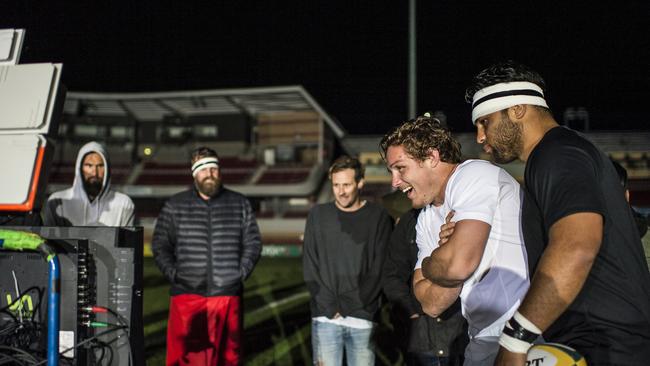 Behind the scenes as Michael Hooper films for Red Bull’s ‘The Game Within The Game’ at Brookvale Oval.