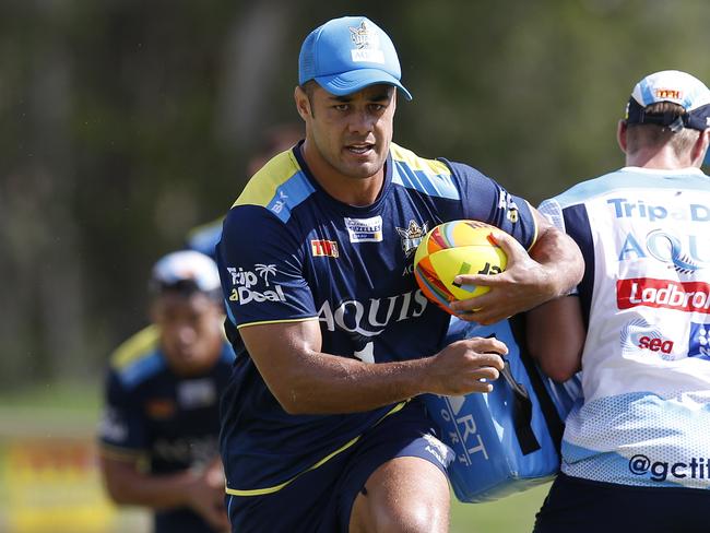 Jarryd Hayne during Titans training. Picture: Jerad Williams