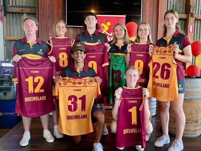 Gold Coast Hockey players (left) Will Powell, Camryn Mathison, Ashton Price, Kyan Murphy, Ivy Mathews and Tammin Andrews. Image: Supplied.