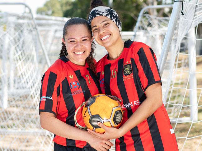 Ciara and Mary Fowler play for Bankstown City Lions. Picture: Monique Harmer