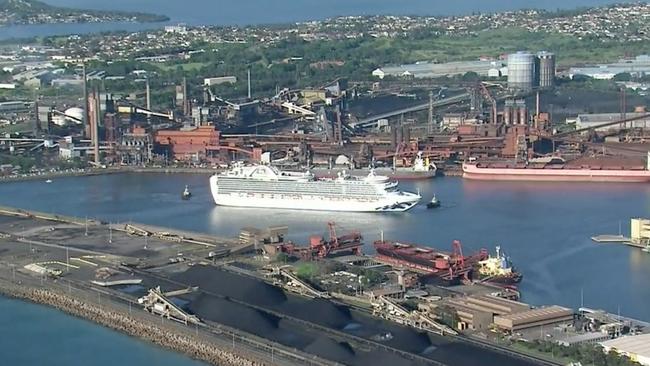 The Ruby Princess cruise ship about to dock at Port Kembla on Monday. Picture: Today