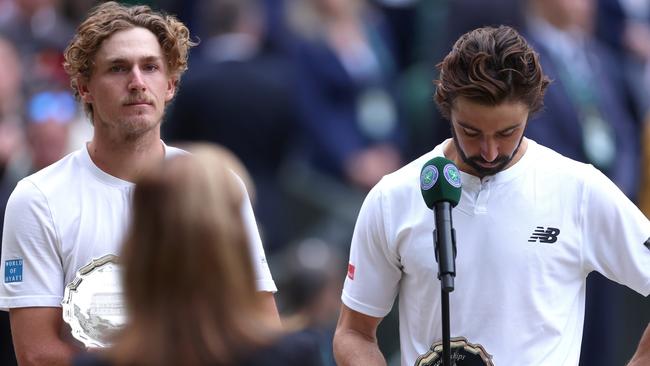 Max Purcell and Jordan Thompson were devestated after their loss in the final. Picture: Sean M. Haffey/Getty Images