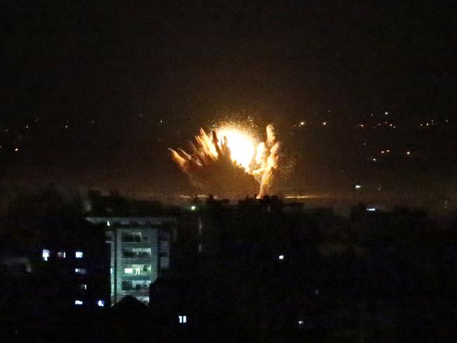 An explosion follows an Israeli strike in Gaza City. Picture: AFP PHOTO/Thomas Coex