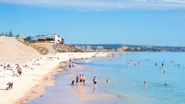 Artist impressions showing what West Beach will look like under the state government's plan to build a new sand recycling pipeline from Semaphore to West Beach. Picture: Supplied