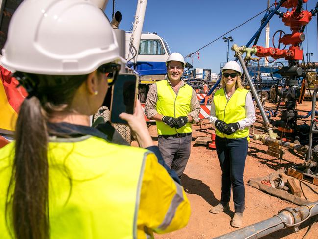 Alex Underwood and Nicole Manison at the site of Carpentaria 2 last year