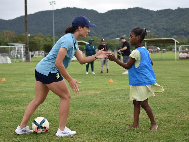 Pictured: Danella Butrus. Members of the Junior Matildas made a special appearance at Endeavour Park, spending time coaching and joining with junior girls teams.