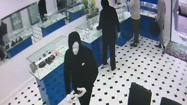 Four masked men smashed into Jafari Jewellery in a brazen daylight robbery.