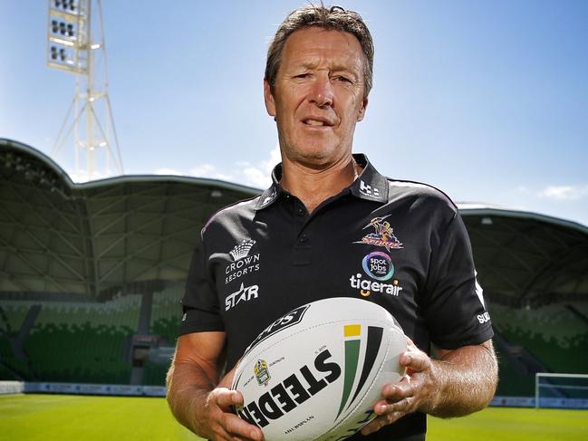 Melbourne Storm coach Craig Bellamy at AAMI Park after announcement of contract extension. Pic: Michael Klein