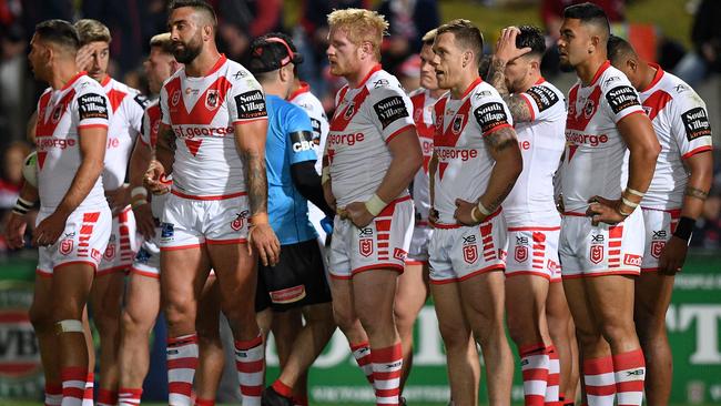 The Dragons can’t afford a collapse against the Titans. Photo: AAP Image/Dan Himbrechts