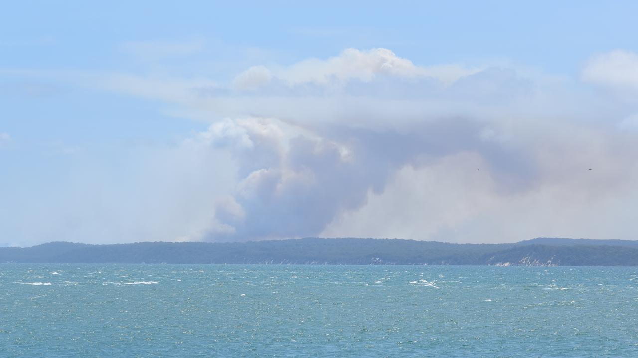 The Fraser Island fire as seen from River Heads. Photo: Stuart Fast