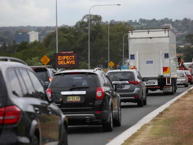 Bumper to bumper traffic on Narellan Rd.