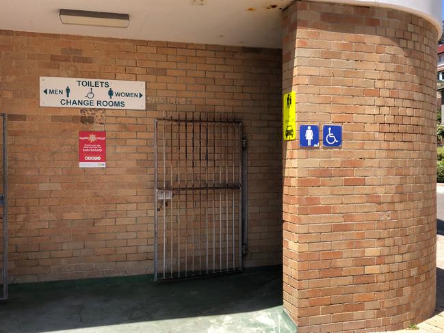 The public toilets underneath the Manly Life Saving Club where Queenscliff resident Laura Ferguson gave birth to baby Georgia.