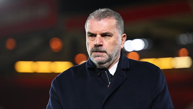 NOTTINGHAM, ENGLAND - DECEMBER 15: Ange Postecoglou, Manager of Tottenham Hotspur, looks on prior to the Premier League match between Nottingham Forest and Tottenham Hotspur at City Ground on December 15, 2023 in Nottingham, England. (Photo by Michael Regan/Getty Images)